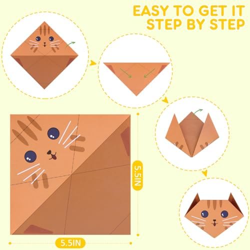 Origami Paper Kit for Kids Ages 5-8 8-12 Easy-Fold Set with Guide Book (90 Patterns: Beginner to Advanced) : Perfect Party Favors,classroom craft, Birthday /Holiday / DIY Gifts for Kids - Image 4