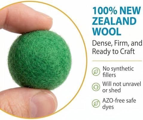 Glaciart One Felt Pom Poms, Wool Balls (240 Pieces) 1.5 cm – 0.6 Inch, Handmade Felted 40 Color (Red, Pink, Blue, Orange, Yellow, Gray, Black, Pastel and More) Bulk Small Puff for Felting and Garland - Image 2