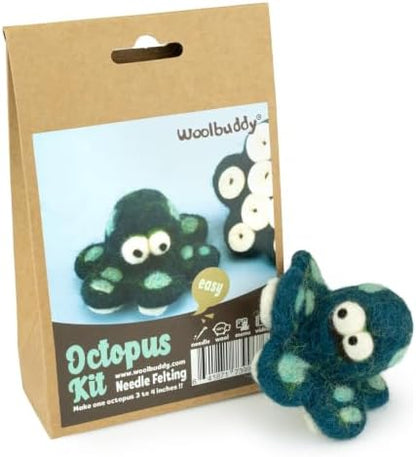 Woolbuddy Needle Felting Starter Kit (Octopus) for Adults with Tool & Guide by Woolbuddy