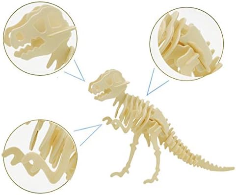 3D Wooden Dinosaur Puzzle - 6 Piece Set Wood Dinosaur Skeleton Model Puzzle - DIY Wooden Crafts 3D Puzzle - STEM Brain Teaser Puzzle Gifts - Image 5