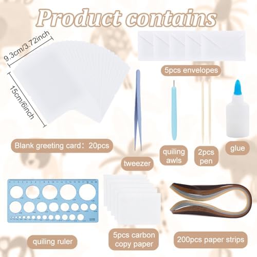 WEBEEDY 20 Sets Mother's Day Quilling Greeting Card Kit Paper Quilling Kit with Envelopes 5 Styles Animals Deer Swan Elephant Panda Kangaroo Mum and Child Card Making Kit with Instruction for Beginner - Image 2