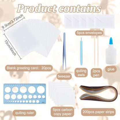 WEBEEDY 20 Sets Mother's Day Quilling Greeting Card Kit Paper Quilling Kit with Envelopes 5 Styles Animals Deer Swan Elephant Panda Kangaroo Mum and Child Card Making Kit with Instruction for Beginner - Image 2