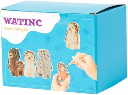 WATINC Needle Felting Kit - 3 Set Unique Different Cute Doll Wool Felt Needle Tools Foam Pad Instruction, DIY Home Decoration Craft Party Supplies for Art Work Starter Beginners (Alpaca) - Image 5