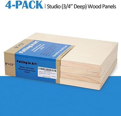 Falling in Art 4 Pack 9x12’’ Unfinished Birch Wood Panels Kit for Painting - Image 6