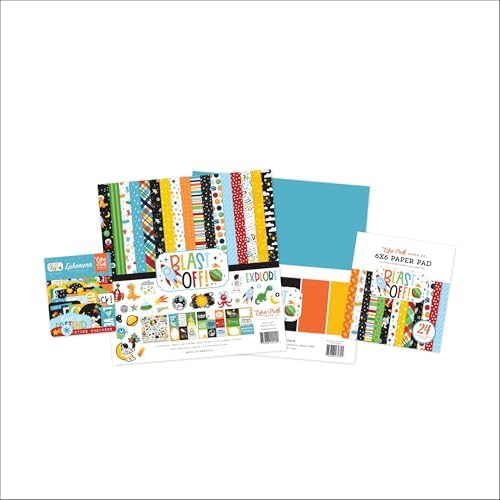 Blast Off Classic Bundle Art Craft Kit with Collection Kit, Solids Kit, Ephemera, and 6x6 Paper Pad by Echo+Park+Paper