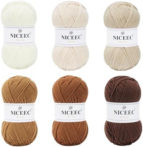NICEEC 300g Soft Assorted Colors Yarn 100% Acrylic 870yds -Series 15 by NICEEC