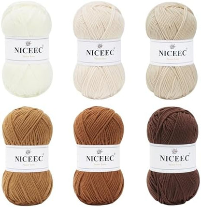 NICEEC 300g Soft Assorted Colors Yarn 100% Acrylic 870yds -Series 15 by NICEEC