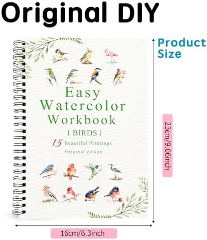 SLWBZ Watercolor Workbook Birds, 15 Different Patterns of Original DIY Designs, Beginner-Friendly Watercolor Workbooks, (Birds, Without Palette) - Image 2
