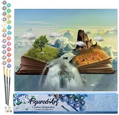 Figured'Art Paint by Numbers Kit for Adults Landscape Book 16"x20" - Craft Art Painting DIY Kit Rolled Canvas Without Frame by FiguredArt