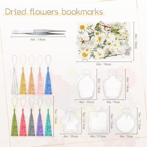 Taobary 91 Pcs DIY Dried Flowers Bookmarks Transparent, Simple Color - Image 3
