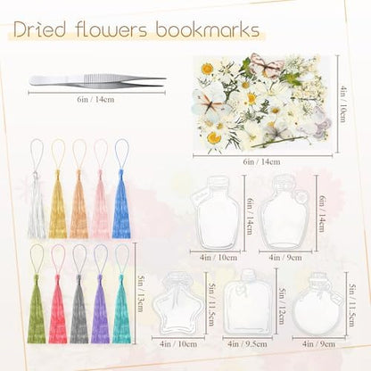 Taobary 91 Pcs DIY Dried Flowers Bookmarks Transparent, Simple Color - Image 3