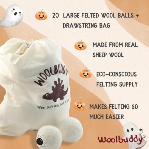 Woolbuddy Wool Felt Balls 12 PCS for Needle Felting 3 Size (3, 2.7, 2 Inch) - Image 3