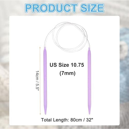 HARFINGTON Size US 10.75 (7mm) Plastic Circular Knitting Needles 32 Inch(80cm) Round Knitting Needle for Handmade Projects DIY Weave - Image 2