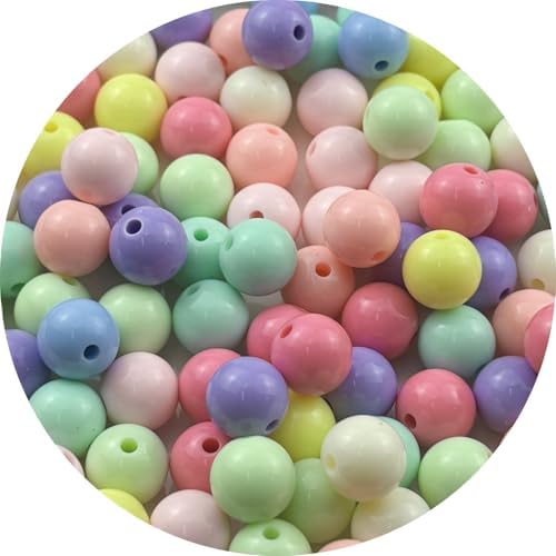 100pcs Acrylic Round Beads for Crafts 12mm Resin Candy Color Spacer Beads with Hole for Jewelry Making Sewing Crafts Decoration Necklaces Bracelets Earrings Supplies(Light Mix Colors) by Unknown