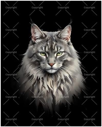 Handsome Cat Paint by Numbers Kit for Adults - DIY Long-Haired Gray Cat with Green Eyes Painting on Canvas 12x16In, Framed Acrylic Paint Set, Suitable for Beginners, Art for Decoration or Gifts by Unknown
