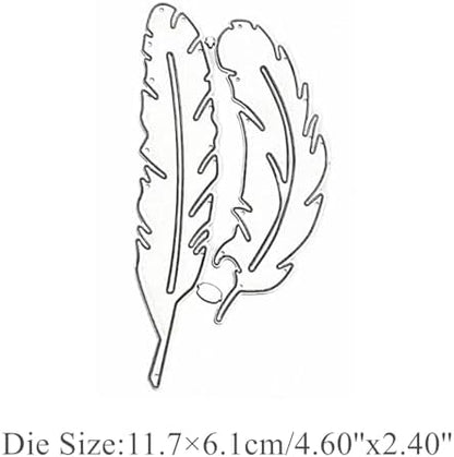 2pcs/Set Feather Frame Metal Die Cuts,Feather Frame Background Wedding Cutting Dies Cut Stencils for DIY Scrapbooking Album Embossing Paper Dies Card Making - Image 2