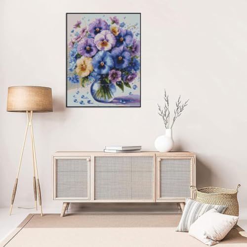 MYBISYMQQ Stamped Cross Stitch Kits - Flower Embroidery Starter Kit for Adult Beginners, Cross Stitch Kits Embroidery Kit Arts and Crafts for Beginners,Crafts for Home Wall Decor 11.8x15.7 inches - Image 3