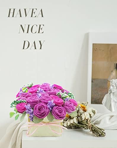 BAZIMA DIY Felt Flower Art Craft Kit - Felt Rose and Lavender Kit, Floral Gifts - Arrange Pre-Cut Flowers and Foliage - Image 7