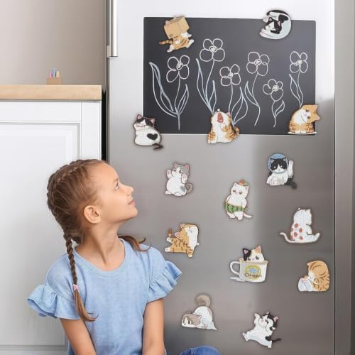16 Pcs Cat Diamond Painting Magnets Kits Diamond Art Fridge Magnet Refrigerator Sticker Diamond Painting kit for Beginners Adults DIY Art Craft Gifts Home Decors - Image 2