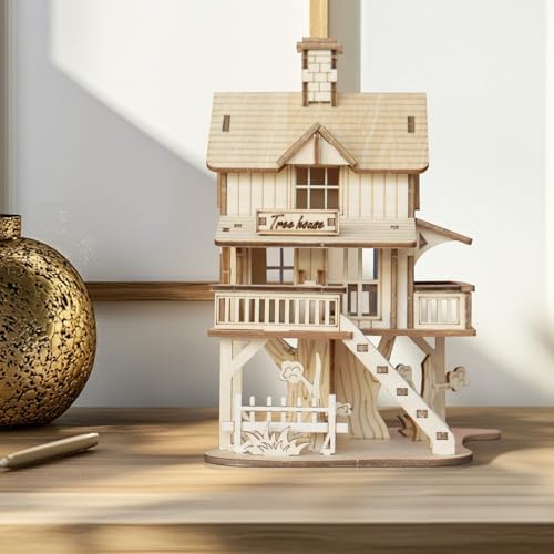 3D Wooden Puzzle for Adults, Creative Treehouse Design Model Kit - Image 5