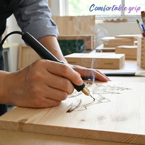 60W Wood Burning Kit, Professional Wood Burning Tool with Two Pyrography Pens, Dual Wood Burner with 20 Wood Burning Wire Nibs Tips, Including Ball Tips - Image 6