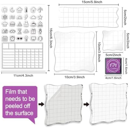 6Pcs Diary Journal Clear Stamps for Card Making, Star Rating Silicone Stamps for Crafting&DIY Scrapbooking, Weather & Reading Icons Journaling Decor - Image 3
