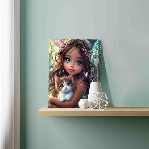 DIY Paint by Numbers for Adults Cute Little Girl Painting Acrylic Paint Digital Oil Painting Animal and Person Painting Kits African American Child Canvas Art Bedroom Decor 16x20 Inch（Without Frame - Image 2