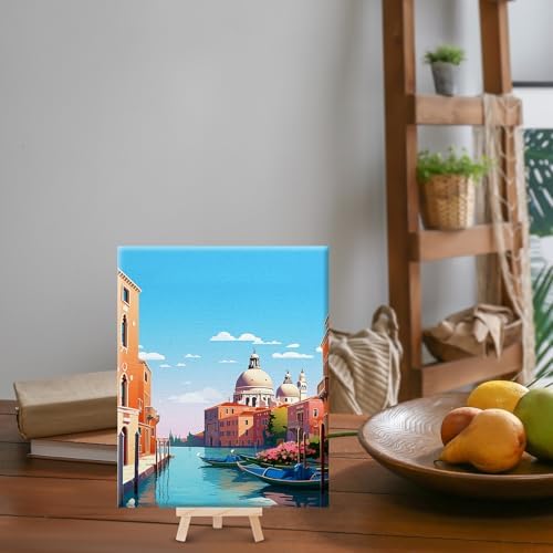 RoundFunny 12 Set Paint by Numbers Kit for Adults Cityscape Painting 8x10 - Image 6