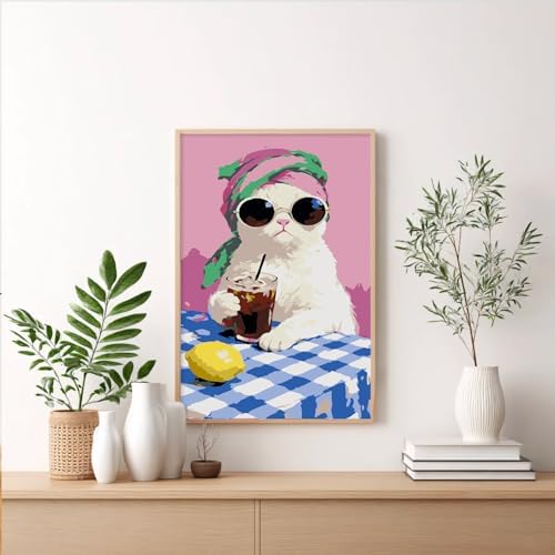 Framed Paint by Numbers Kit for Adults Beginner & Kids Ages 8-12, Funny Cat Paint by Numbers with frame, without Easel, DIY Acrylic Number Painting for Adults Animal for Home Decor Gift 8 x 12 Inch - Image 2