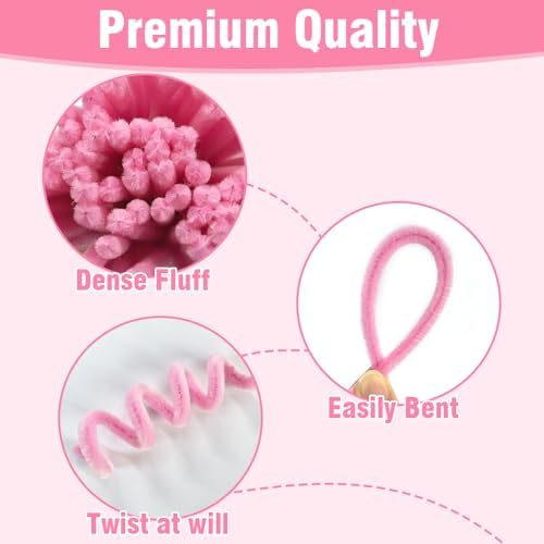 985pcs Multi-Pink Pipe Cleaner Flower Making Kit with Floral Supplies - Image 3
