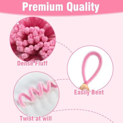 985pcs Multi-Pink Pipe Cleaner Flower Making Kit with Floral Supplies - Image 3