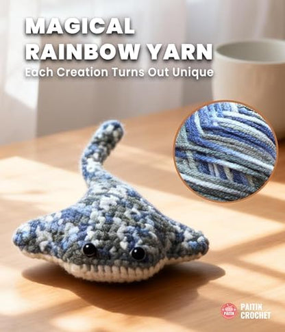 PAITIN Crochet Starter Kit – Easy DIY Craft Set for Adult Beginners, Handmade Yarn Art Project with Video Guidance (Manta Ray) - Image 4