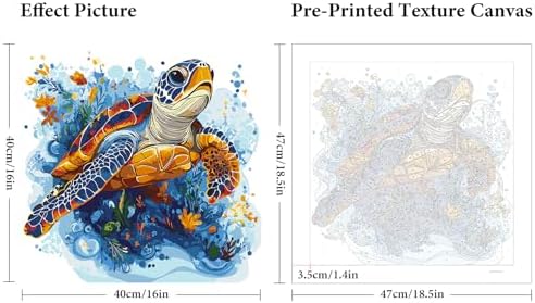 Fountor Sea Turtle Paint by Numbers Kit for Adults Beginner, Sea Turtle Adult Paint by Number Kits on Canvas Without Frame, Oil Painting by Numbers for Home Decor Gift 16” W x 16”L - Image 3