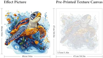 Fountor Sea Turtle Paint by Numbers Kit for Adults Beginner, Sea Turtle Adult Paint by Number Kits on Canvas Without Frame, Oil Painting by Numbers for Home Decor Gift 16” W x 16”L - Image 3