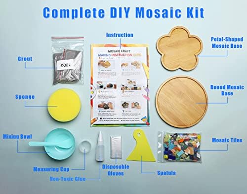 Lanyani 2 Sets of DIY Mosaic Craft Kits Mosaic Tiles Coaster Kit Make Your Own Mosaic Project Handmade Craft Set with Stained Glass Mosaic Tile Pieces for Decoration and Gift - Image 5
