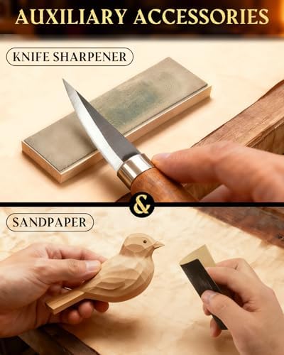 Wood Carving Kit Whittling Kit: Wood Carving Knife Tools with Leather Case - Image 5