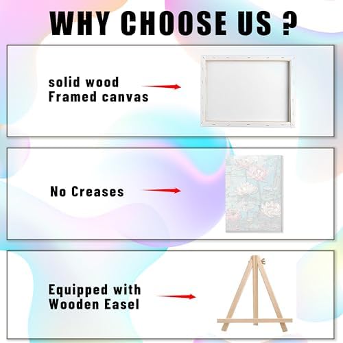 Ausanrl Flowers Framed Paint by Numbers Wooden Easel-Adult Paint by Number Kits on Canvas Framed,Lotus Paint by Numbers with Frame,Gifts and Home Wall Decor 12x16inch - Image 4