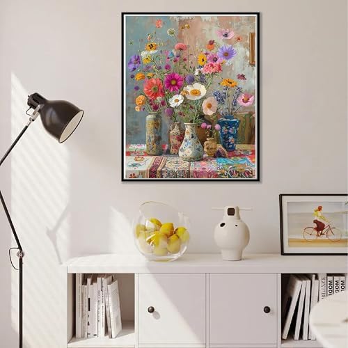 Ausanrl Flowers Framed Paint by Numbers Wooden Easel-Adult Paint by Number Kits on Canvas Framed,Paint by Number Adult,Paint by Numbers with Frame,Gifts and Home Wall Decor 12x16inch - Image 3