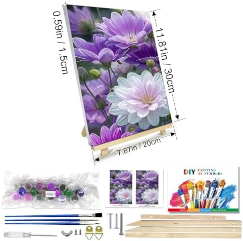 JOOZ Paint by Numbers Kits for Adults with Frame, Flowers Paint by Numbers for Adults, Paint by Number Canvas for Adults with Easel, DIY Acrylic Oil Painting Kit for Home Wall Decor 8 x 12 Inch - Image 2