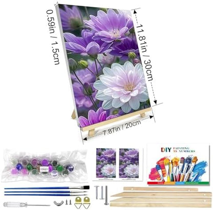 JOOZ Paint by Numbers Kits for Adults with Frame, Flowers Paint by Numbers for Adults, Paint by Number Canvas for Adults with Easel, DIY Acrylic Oil Painting Kit for Home Wall Decor 8 x 12 Inch - Image 2
