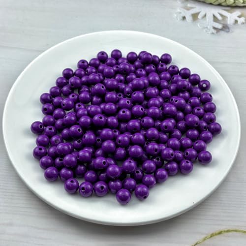 200pcs Acrylic Round Beads for Crafts 10mm Resin Candy Color Spacer Beads with Hole for Jewelry Making Sewing Crafts Decoration Necklaces Bracelets Earrings Supplies(Dark Purple) - Image 2