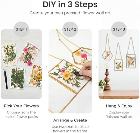 Relaxing Garden Pressed Flower Frame Kit, 3 Hanging Glass Frames - Image 5
