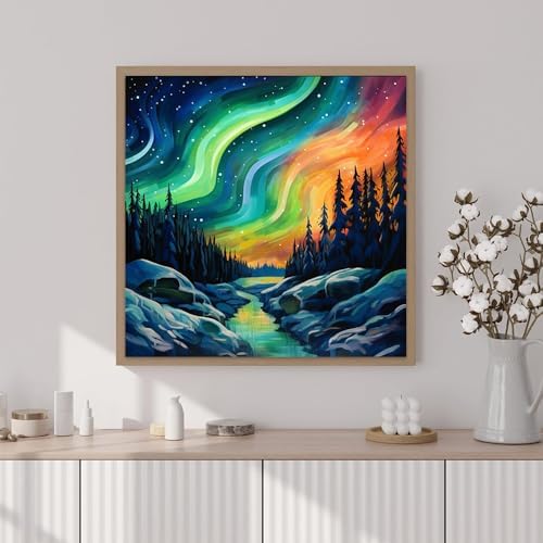 Artunion Framed Paint by Numbers Kit for Adults Beginners & Kids Ages 8-12,Aurora Paint by Number with Frame,Northern Lights Paint by Numbers Kit on Canvas 10 * 10 Inch Without Easel - Image 2