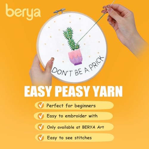 BERYA Cactus Embroidery Kit Including Video Step by Step Instructions Embroidery Hoop,Color Threads and Embroidery Scissors for Beginners-Handmade Needlepoint Kits for Adults - Image 6
