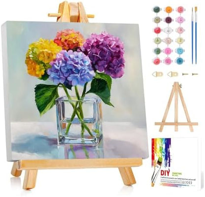 Framed Paint by Numbers Kit for Adults Beginner & Kids Ages 8-12 Flowers Adult Paint by Number Kits on Canvas with Easel Floral Painting by Numbers for Adults with Frame DIY Painting Kits 8x8 Inch by Unknown