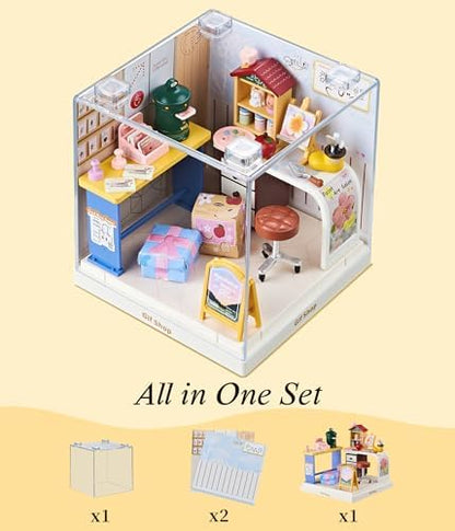 Handmade Gift Corner Super Miniature House Kit - DIY Plastic 3D Model Building Set for Teens, Build Your Own Paint & Present Shop with Dustproof Case, Creative Craft Gift for Girls Women - Image 5