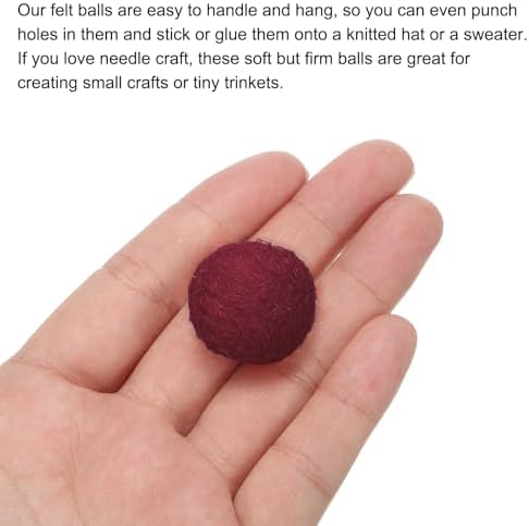 PATIKIL Wool Felt Balls Beads Wool Felting Pom 2cm 20mm Wine Red for Home Crafts Handcrafts Project DIY Pack of 5 - Image 4