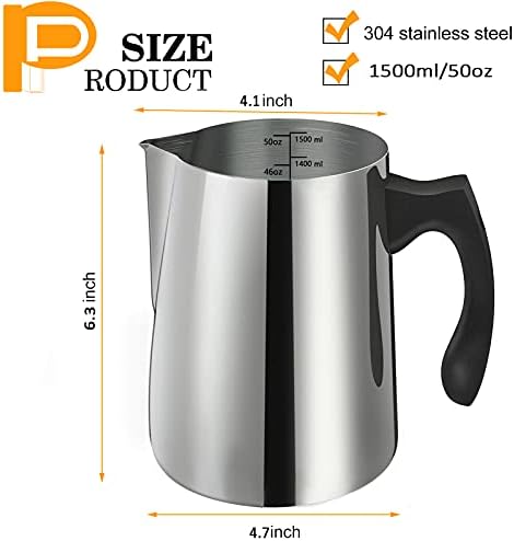 BBAXI Candle Making Pouring Pot, 1500 ML/50 OZ Candle Pouring Pitcher, 304 Stainless Steel Candle Making Pitcher with Heat-Resistant Handle and Dripless Pouring Spout Design (Pack of 2) - Image 2