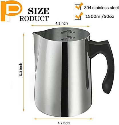 BBAXI Candle Making Pouring Pot, 1500 ML/50 OZ Candle Pouring Pitcher, 304 Stainless Steel Candle Making Pitcher with Heat-Resistant Handle and Dripless Pouring Spout Design (Pack of 2) - Image 2