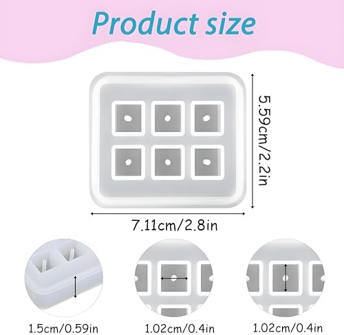 Small Cube Resin Molds, Cube Silicone Molds for Jewelry Making, Square Bead Molds with Hole, 2-Pack, for Earrings and Bracelets - Image 2